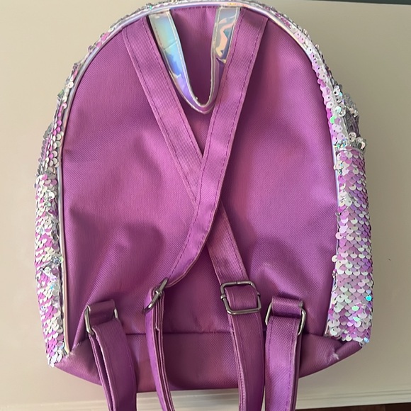 Justice Flip Sequin PomPom Mini Backpack Purple - Picture 4 of 4